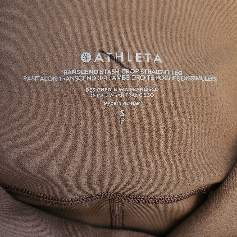 NWOT Athleta Transcend Stash Crop Straight Leg Rustic Beige Small - Picture 11 of 15
